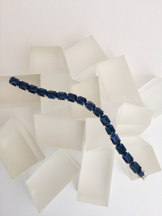 Weiss Blue Rhinestone Bracelet and Earrings/Weiss… - image 6