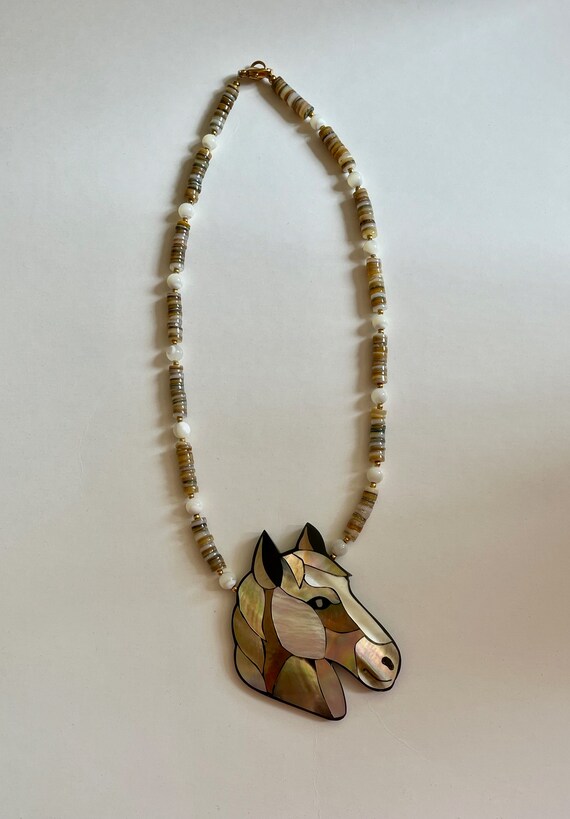 Lee Sands HORSE Necklace/Lee Sands Mother of Pear… - image 4