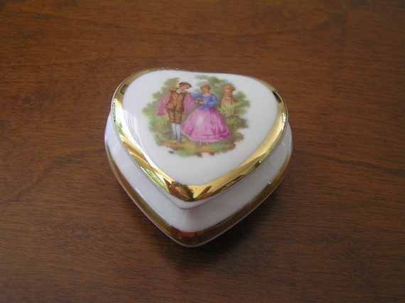 Limoges Trinket Box, Limoges Heart Shaped Trinket… - image 1