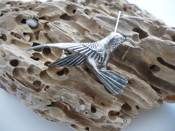 Vintage Jezlaine Sterling Hummingbird Pin/Jezlain… - image 1