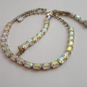 Weiss Emerald Cut AB Rhinestone Necklace Bracelet, Weiss Emerald Cut Rhinestone Necklace Bracelet/Weiss Rhinestone Demi Parure
