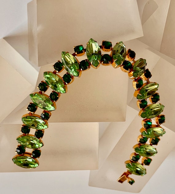 Kramer GREEN Rhinestone Bracelet/Kramer Shades of… - image 3