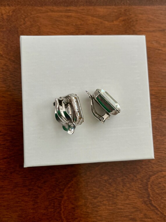 Kramer CLEAR Rhinestone Earrings/Kramer Emerald C… - image 6