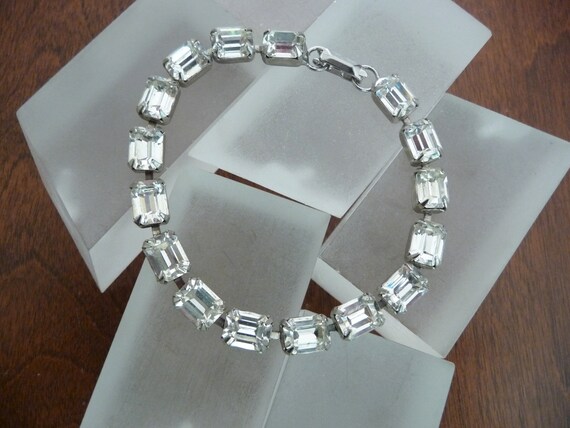 Weiss Clear Rhinestone Bracelet/Weiss Clear Rhinestone Emerald Cut Bracelet/Weiss Emerald Cut Bracelet Clear Rhinestones/Weiss Bracelet