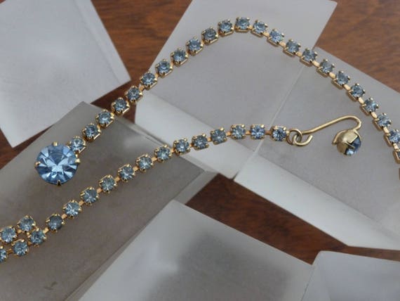 Weiss Blue Rhinestone Necklace, Weiss Blue Glass … - image 6