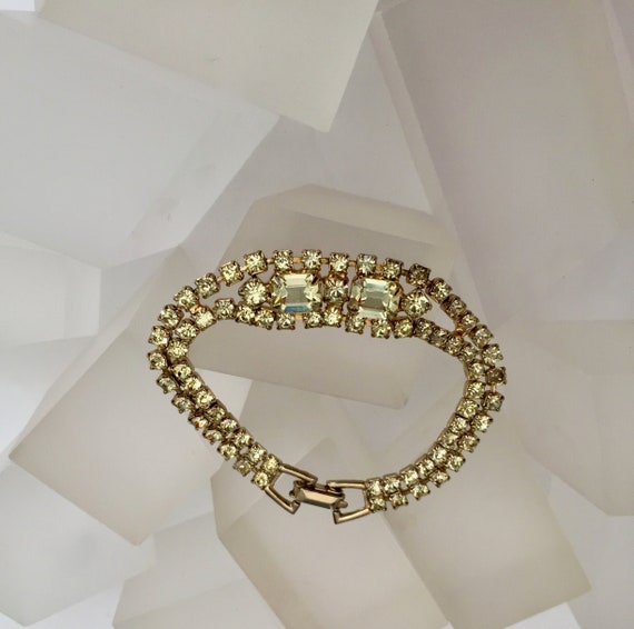 Weiss 2 Row Rhinestone Bracelet/Weiss 2 Row Yellow