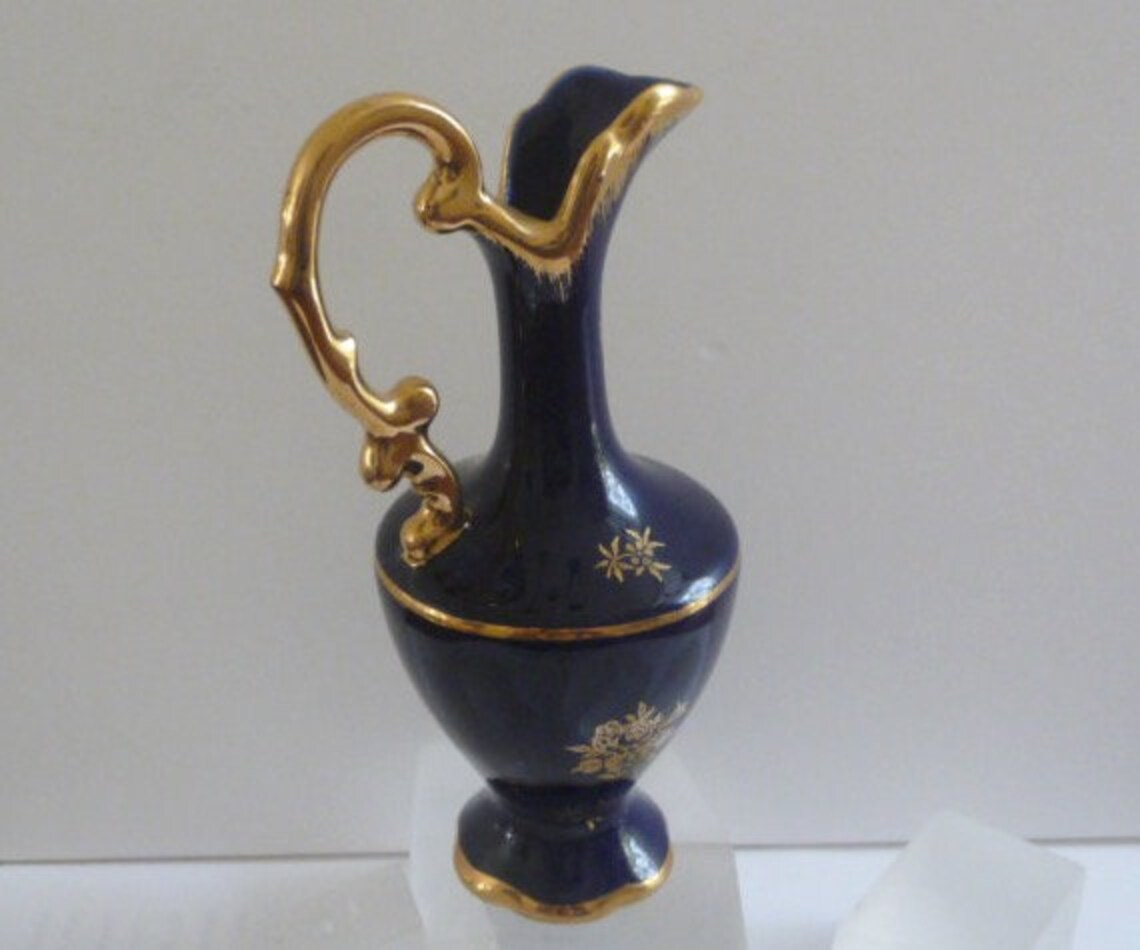 Vintage Limoges Porcelain Jug Limoges Porcelain Cobalt Vase Etsy