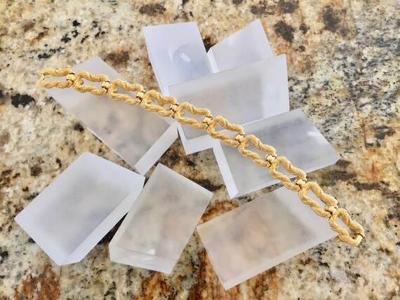 Crown Trifari Bracelet/Crown Trifari Gold Tone Bracelet/Crown Trifari Gold Chain Link Bracelet/Crown Trifari Brushed Gold Bracelet View 2