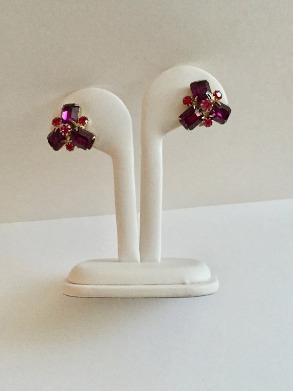 Weiss Emerald Cut Earrings/Weiss Purple and Pink R