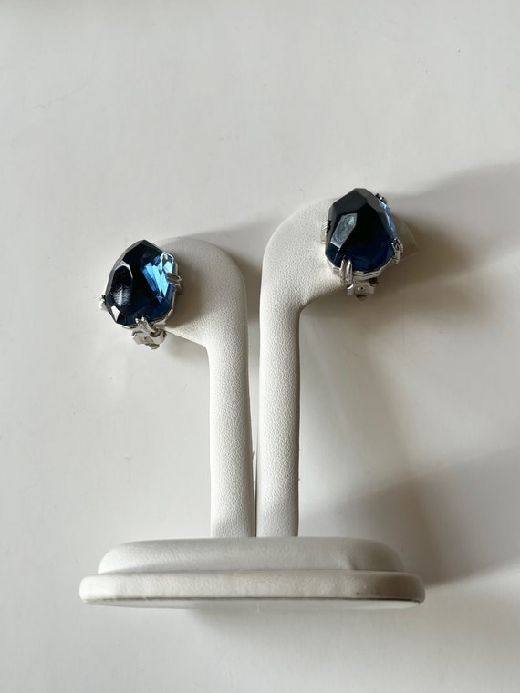 Weiss BLUE Rhinestone Earrings/Weiss BLUE Abstrac… - image 2