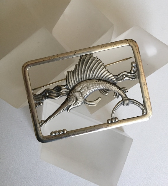 TRUART Sterling Sailfish Pin/TRUART Signed Vintage