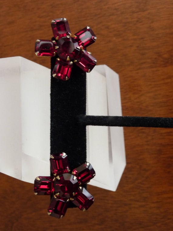 Weiss Red RhinestoneEarrings/Weiss Rhinestone Ear… - image 3