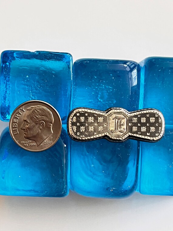 Sterling Initial F Pin/Etched Initial Pin/Vintage… - image 2