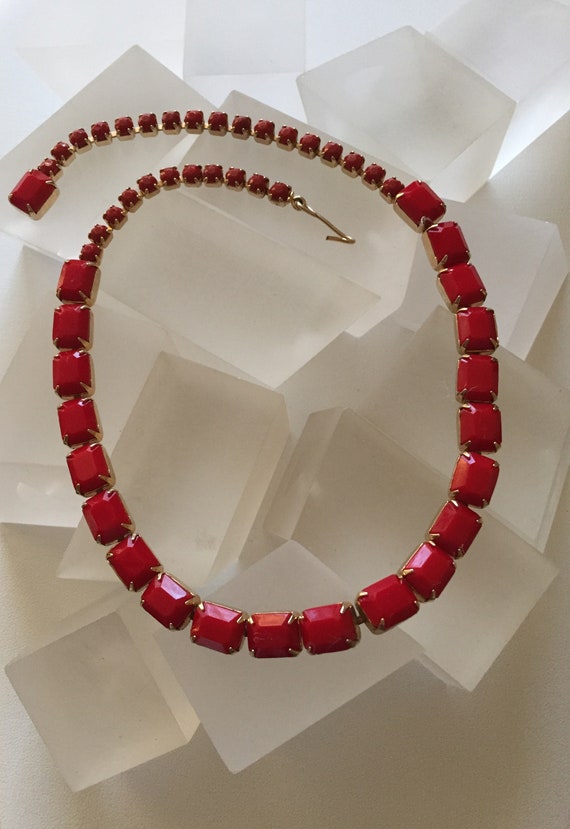 Red rhinestone necklace best sale