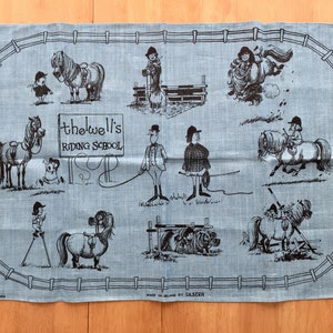 ULSTER Tea Towel/Norman Thelwell Riding School Tea Towel/RIDING SCHOOL by Thelwell/1968 Norman Thelwell Riding School Towel/Thelwell Towel