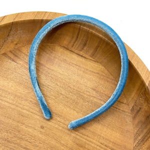 LIGHT BLUE VELVET - Skinny Headband - Girls Hard Headbands - School Girl Headband - Everyday Headband in 22 colors - match every outfit
