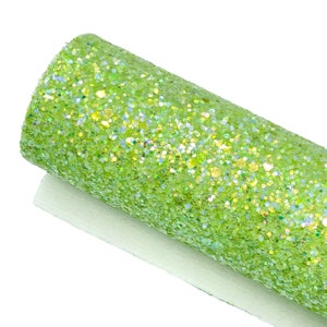 LIME GREEN - Fantasy Chunky Glitter - A4 fabric sheet, felt backing- perfect for hair bows, snap clips, earrings, wristlets, and more!