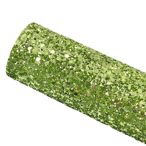 PERIDOT - Classic Chunky Glitter -A4 fabric sheet, felt backing- perfect for hair bows, snap clips, earrings, wristlets, and more!