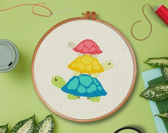 Turtle Tower PDF Cross Stitch Pattern - Instant Download - Modern Chart