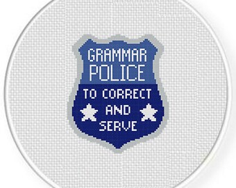 Grammar Police PDF Cross Stitch Pattern Needlecraft - Instant Download - Modern Chart