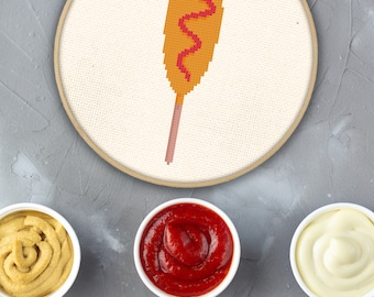 Corndog PDF Cross Stitch Pattern Needlecraft - Instant Download - Modern Chart