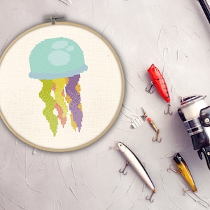 Jellyfish PDF Cross Stitch Pattern Needlecraft - Instant Download - Modern Chart