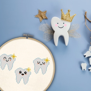 Patrón de punto de cruz en PDF Happy Teeth - Descarga instantánea - Gráfico moderno