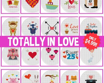 20 Totally In Love Cross Stitch Patterns In One Easy Instant Download