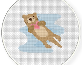 Otter Love PDF Counted Cross Stitch Pattern, Xstitch, Needlecraft - Instant Download - Modern Chart