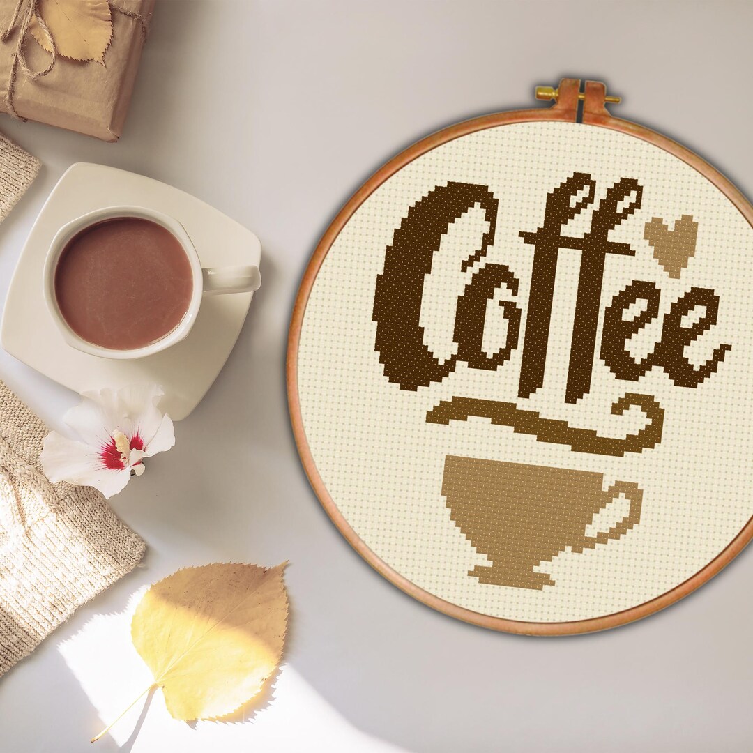 Coffee Typography PDF Cross Stitch Pattern Needlecraft - Instant ...