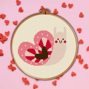 Snail Valentine PDF Cross Stitch Pattern Needlecraft - Instant Download - Modern Chart