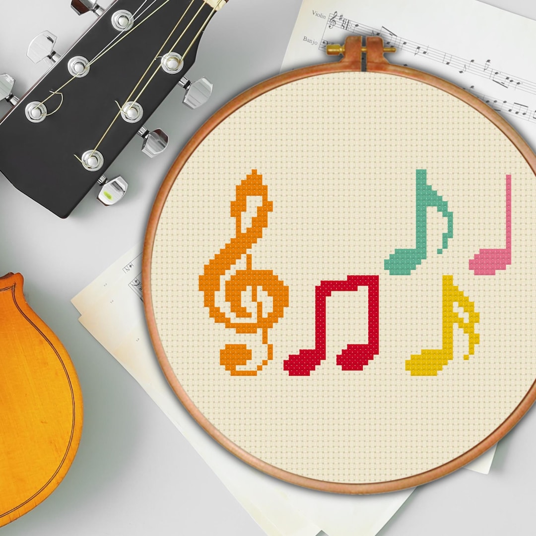 Music Notes PDF Cross Stitch Pattern Needlecraft - Instant Download ...