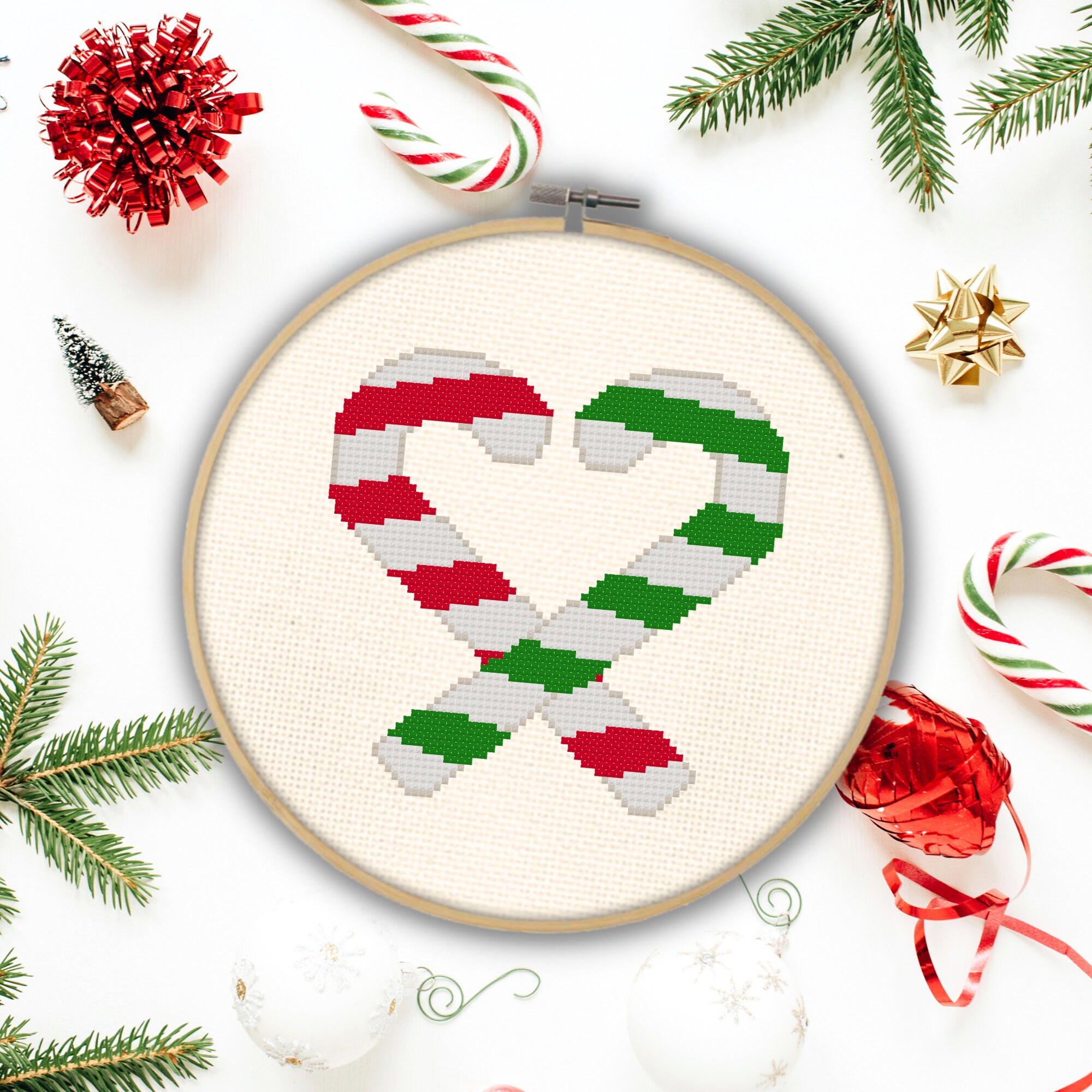 Candy Canes PDF Cross Stitch Pattern Needlecraft - Instant Download ...