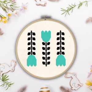 Tulips PDF Cross Stitch Pattern Needlecraft - Instant Download - Modern Chart