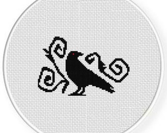 Baroque Crow PDF Cross Stitch Pattern Needlecraft - Instant Download - Modern Chart