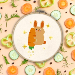 Carrot Rocket PDF Cross Stitch Pattern Needlecraft - Instant Download - Modern Chart