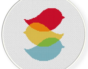 Three Birds PDF Cross Stitch Pattern - Instant Download - Modern Chart