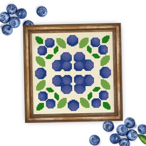 Blueberry Square PDF Cross Stitch Pattern Needlecraft - Instant Download - Modern Chart