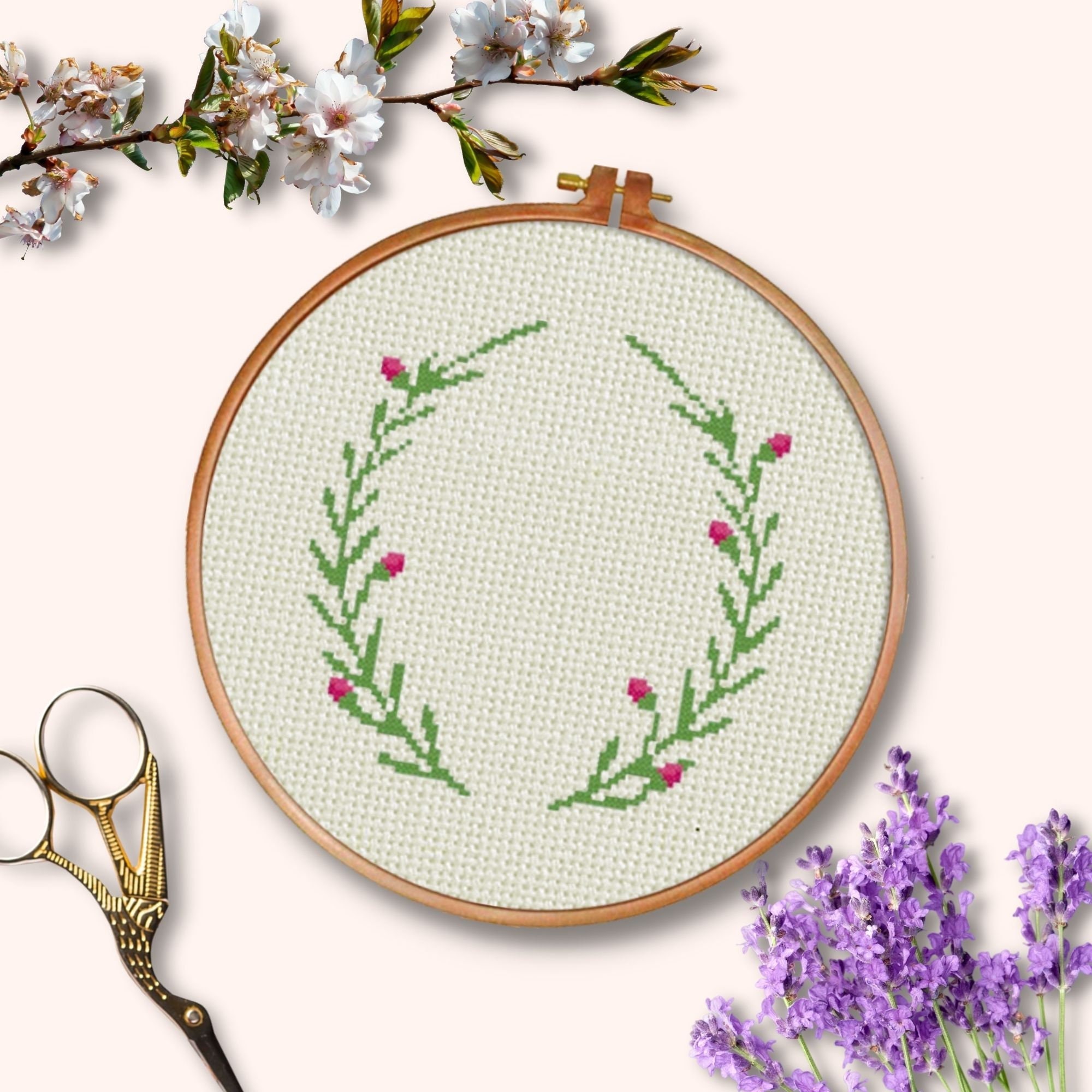 Laurel Border PDF Kreuzstichmuster Anleitung - Instant Download