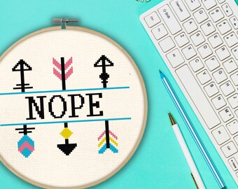 Nope PDF Cross Stitch Pattern Needlecraft - Instant Download - Modern Chart