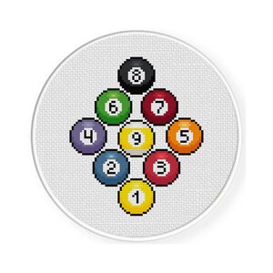 9 Ball PDF Cross Stitch Pattern Needlecraft - Instant Download - Modern ...