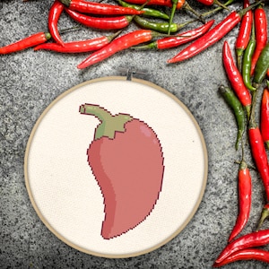 Chili Pepper PDF Cross Stitch Pattern Needlecraft - Instant Download - Modern Chart