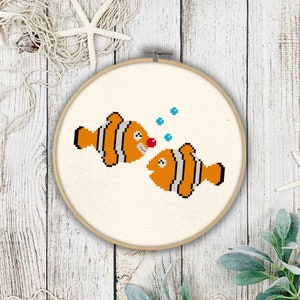 Funny Clown Fish Design PDF Cross Stitch Pattern Needlecraft - Instant Download - Modern Chart