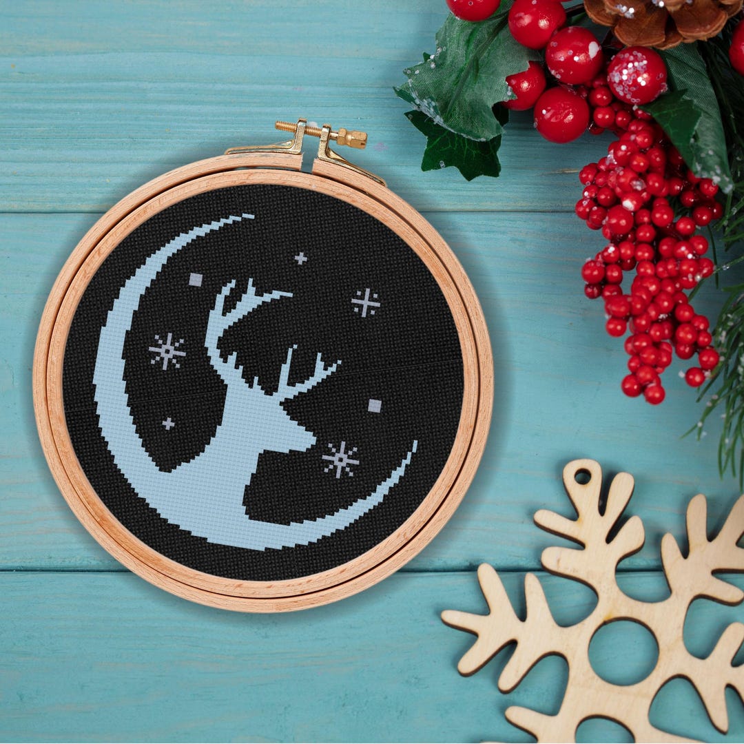 Silhouette Winter Deer PDF Cross Stitch Pattern Needlecraft - Instant ...