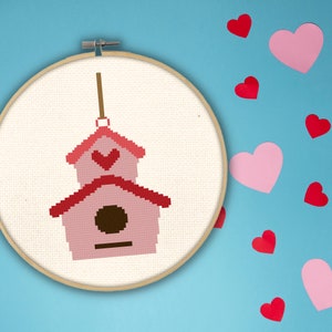 Liebes Vogel Haus PDF Kreuzstich Muster Needlecraft - Instant Download - Modern Chart