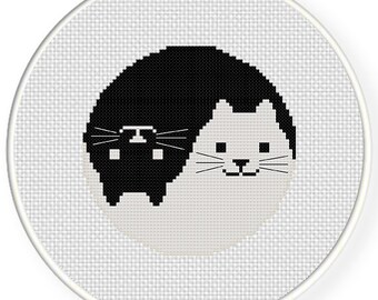 Yin Yang Cat PDF Counted Cross Stitch Pattern, Xstitch, Needlecraft - Instant Download - Modern Chart