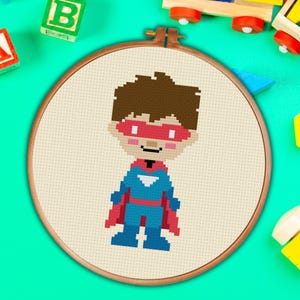 Super Hero Boy PDF Cross Stitch Pattern Needlecraft - Instant Download - Modern Chart
