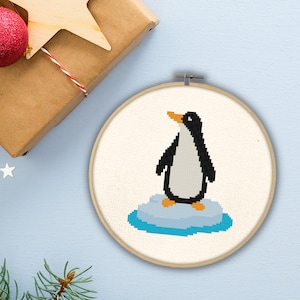 Pinguin auf dem Eis PDF Kreuzstich Anleitung Nadelspiel - Instant Download - Stickmuster