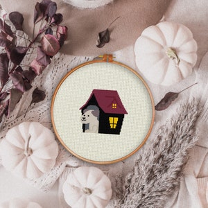 Haunted Dog House PDF Cross Stitch Pattern Needlecraft - Instant Download - Modern Chart