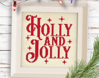 Holly & Jolly PDF Cross Stitch Pattern Needlecraft - Instant Download - Modern Chart